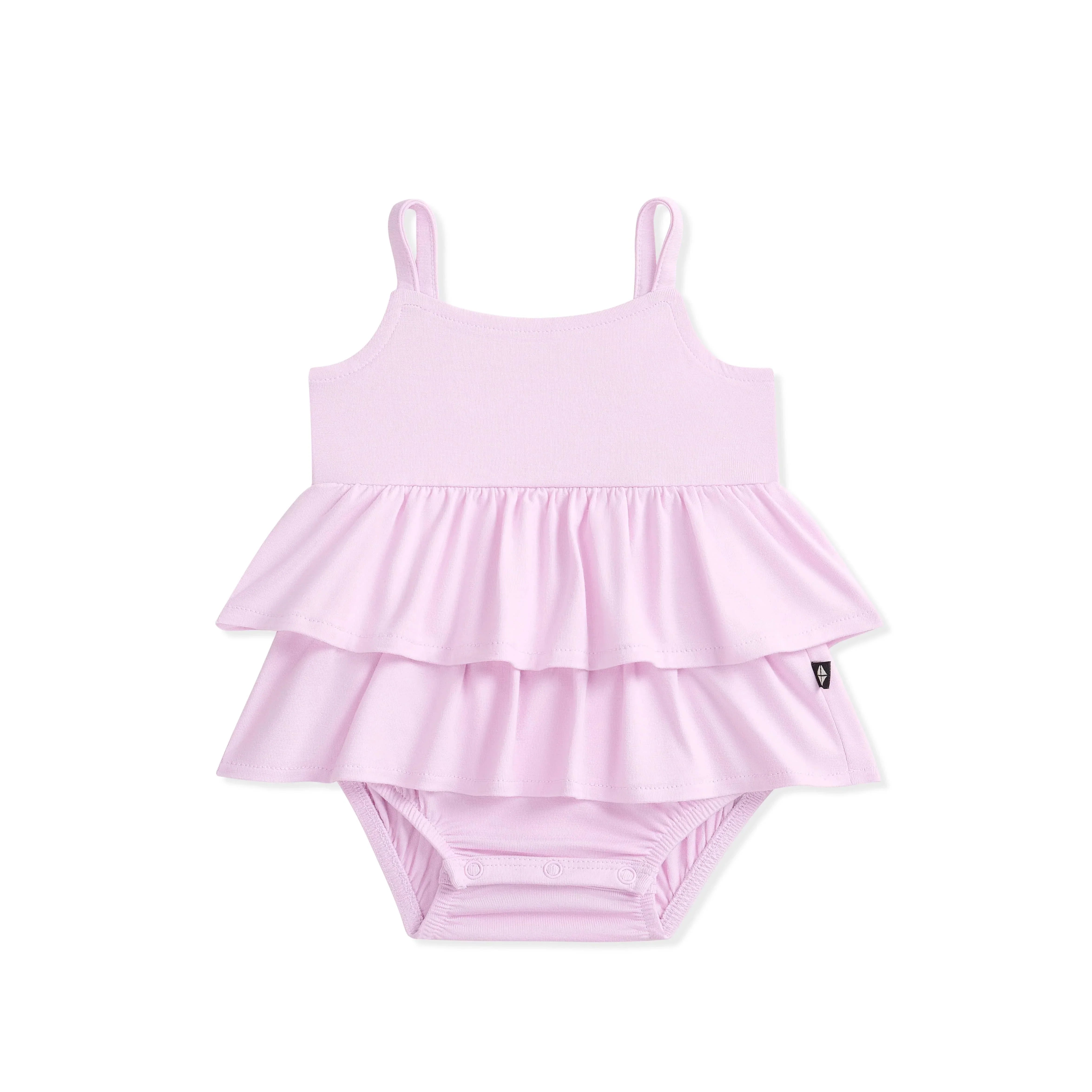 Spaghetti Strap Ruffle Romper in Thistle Secondary image