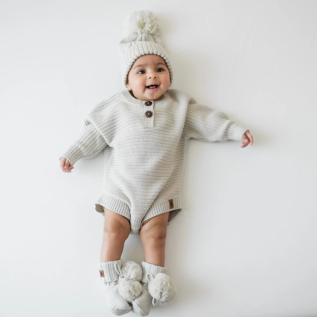 Chunky Knit Romper in Oat