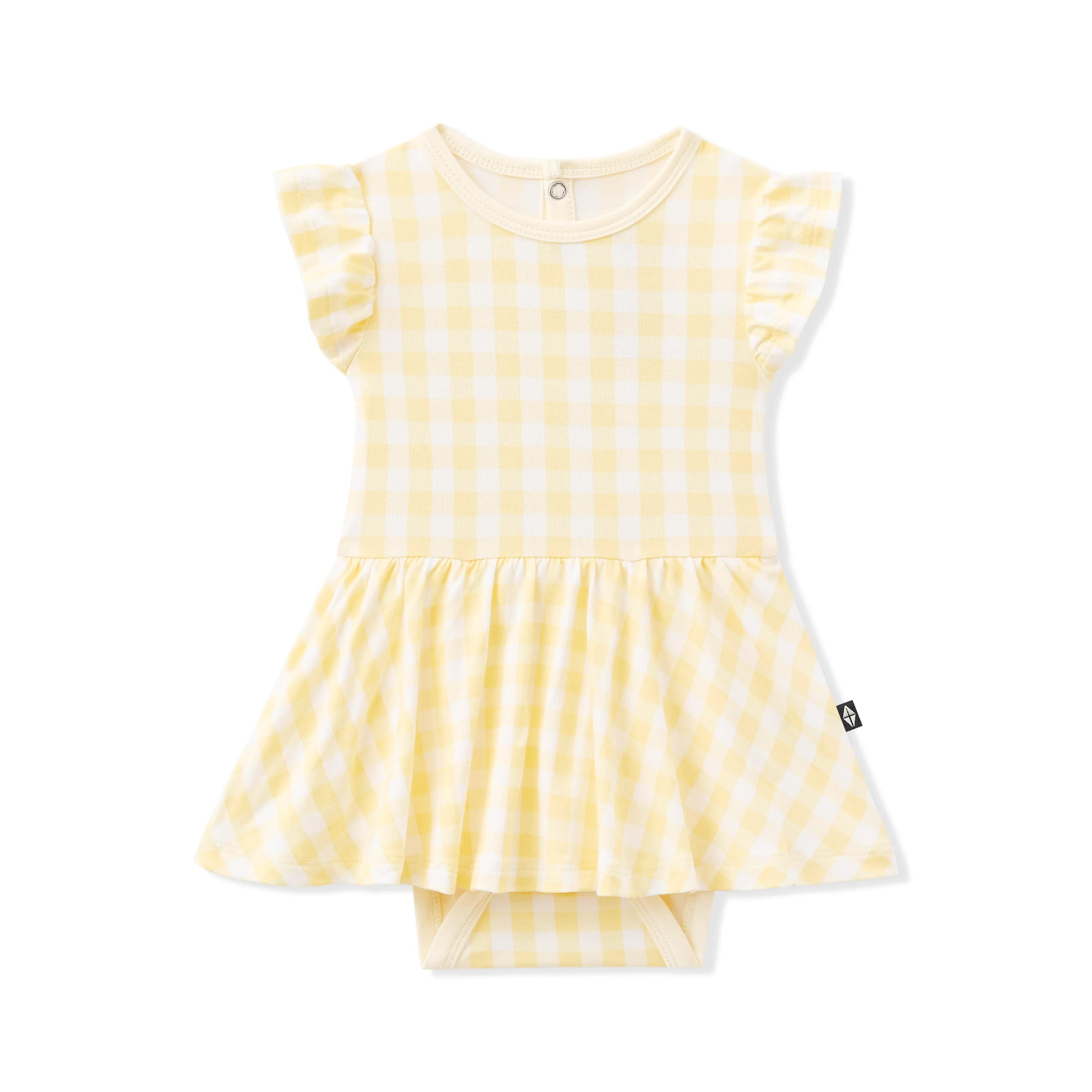 Twirl Bodysuit Dress in Gingham Chamomile Secondary image