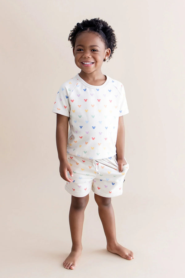 Short Sleeve Jogger Set in Pastel Mickey Mouse