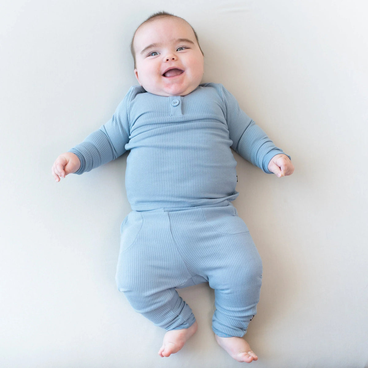 Ribbed Infant Henley Set in Slate Main image