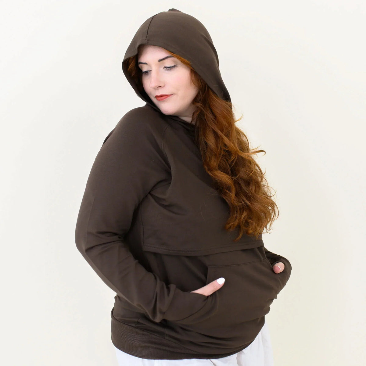Women's French Terry Nursing Hoodie in Espresso Main image