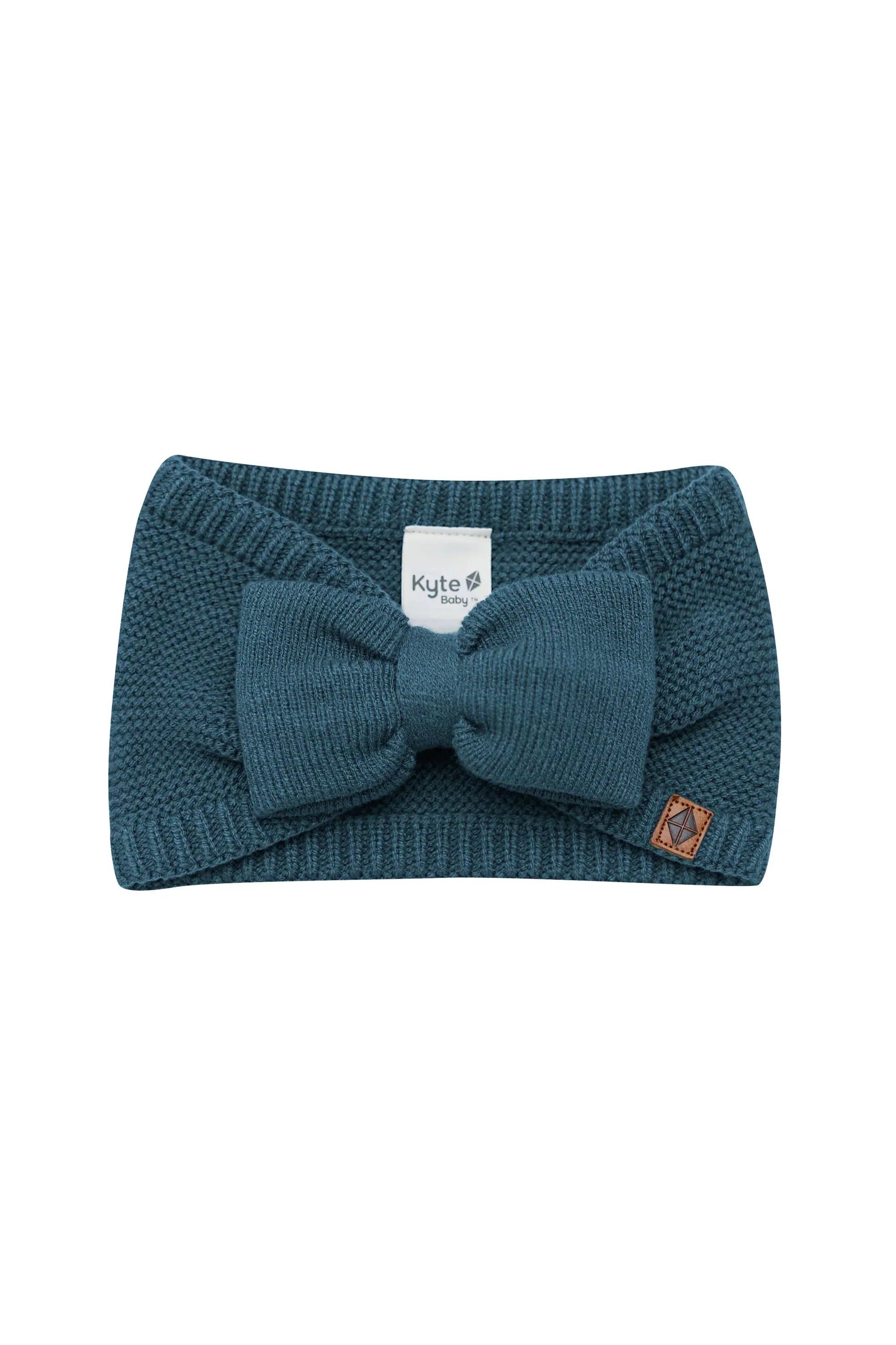Chunky Knit Bow Headband in Atlantic Secondary image