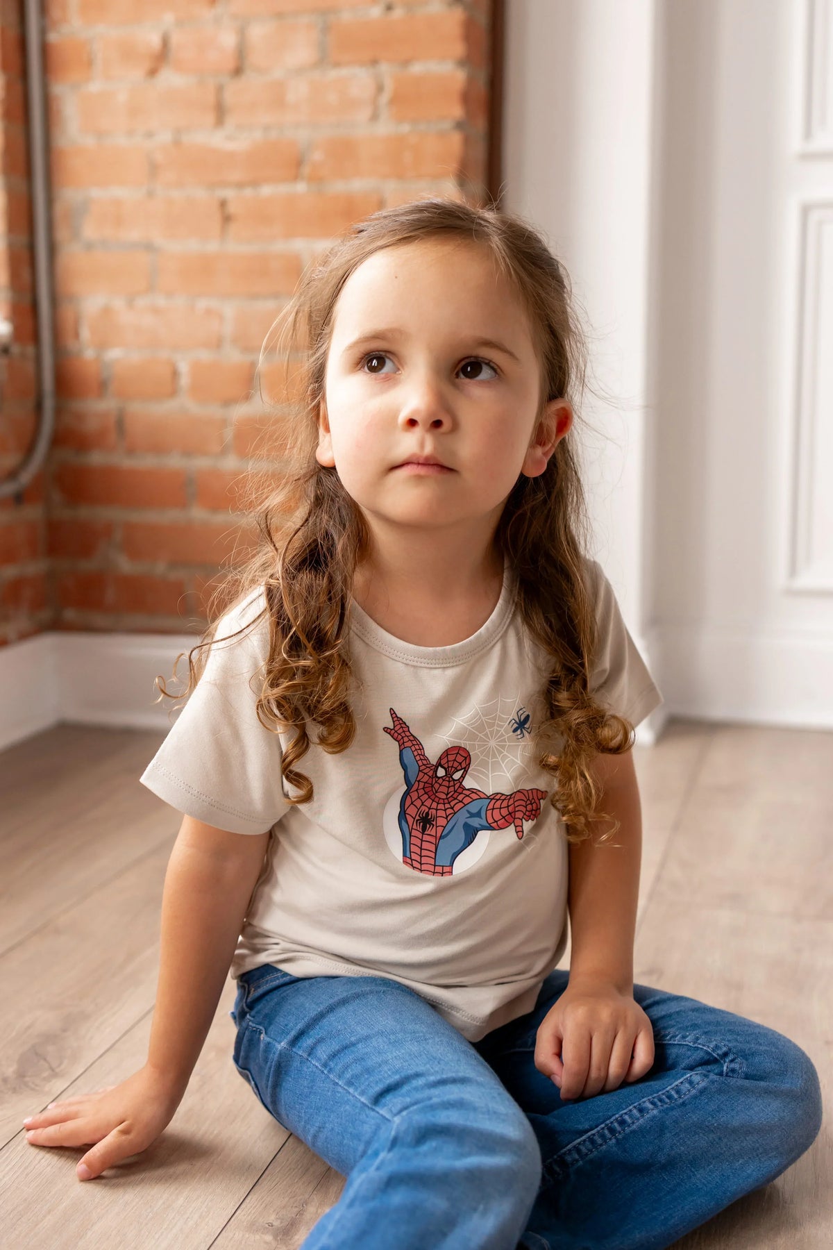 Toddler Basic Tee in Spider-Man on Oat Main image
