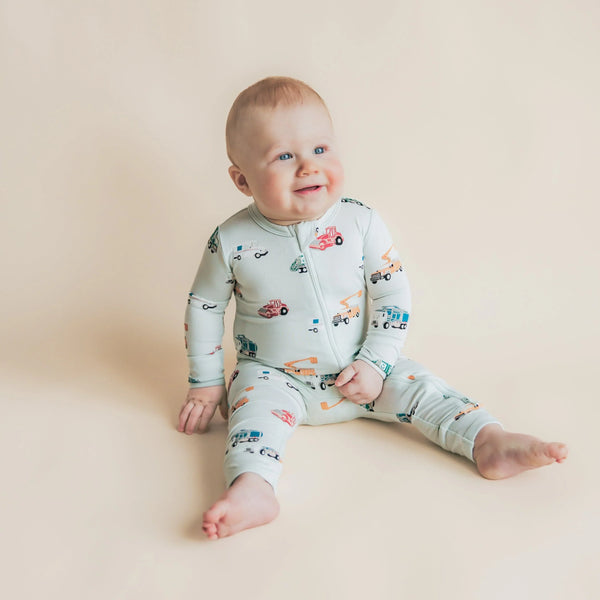 Zippered Romper in City Vehicles
