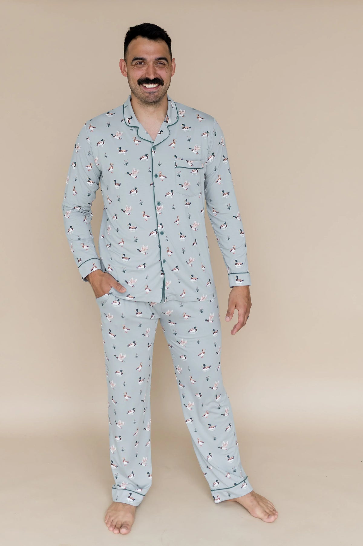 Men's Long Sleeve Pajama Set in Mallard Duck Main image