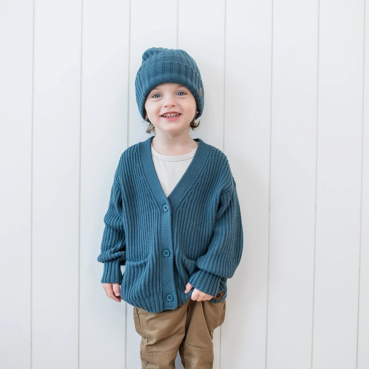 Chunky Knit Oversized Cardigan in Atlantic Main image