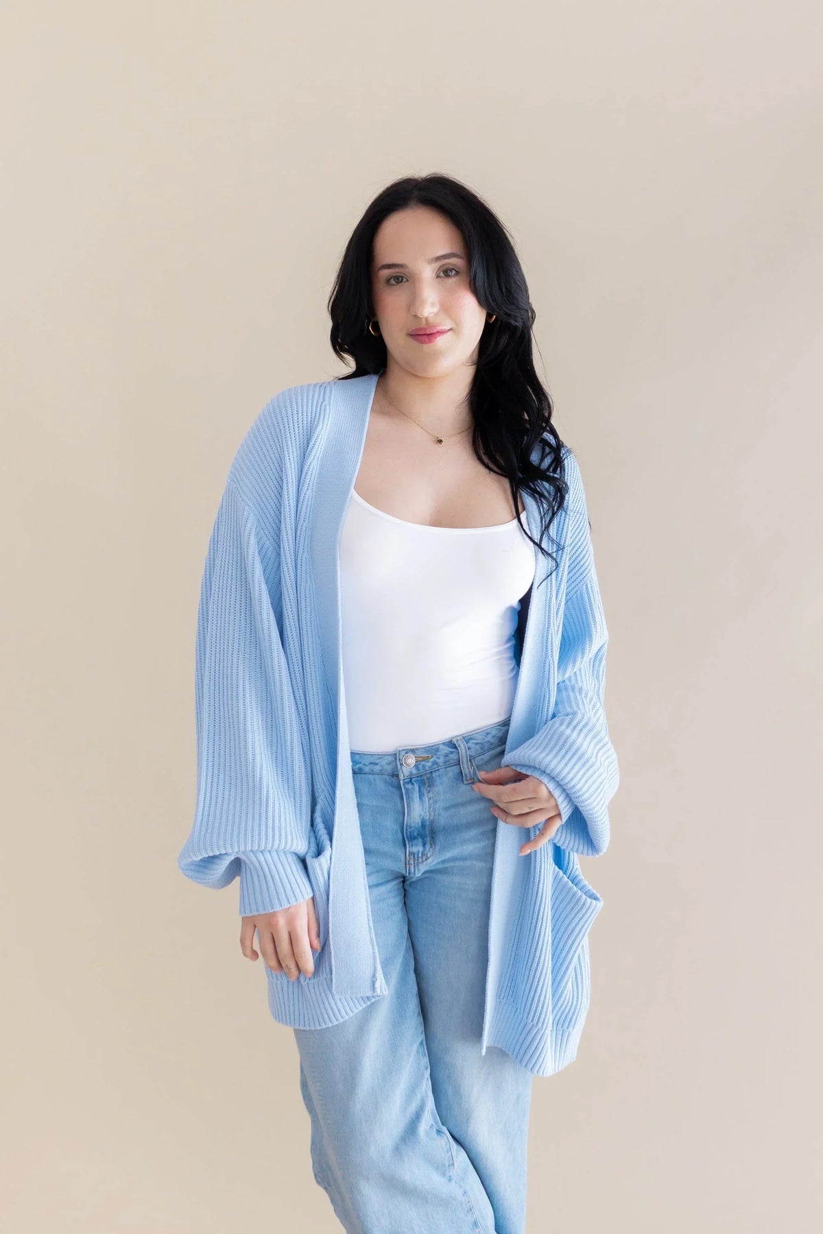 Chunky Knit Women's Oversized Cardigan in Breeze Main image