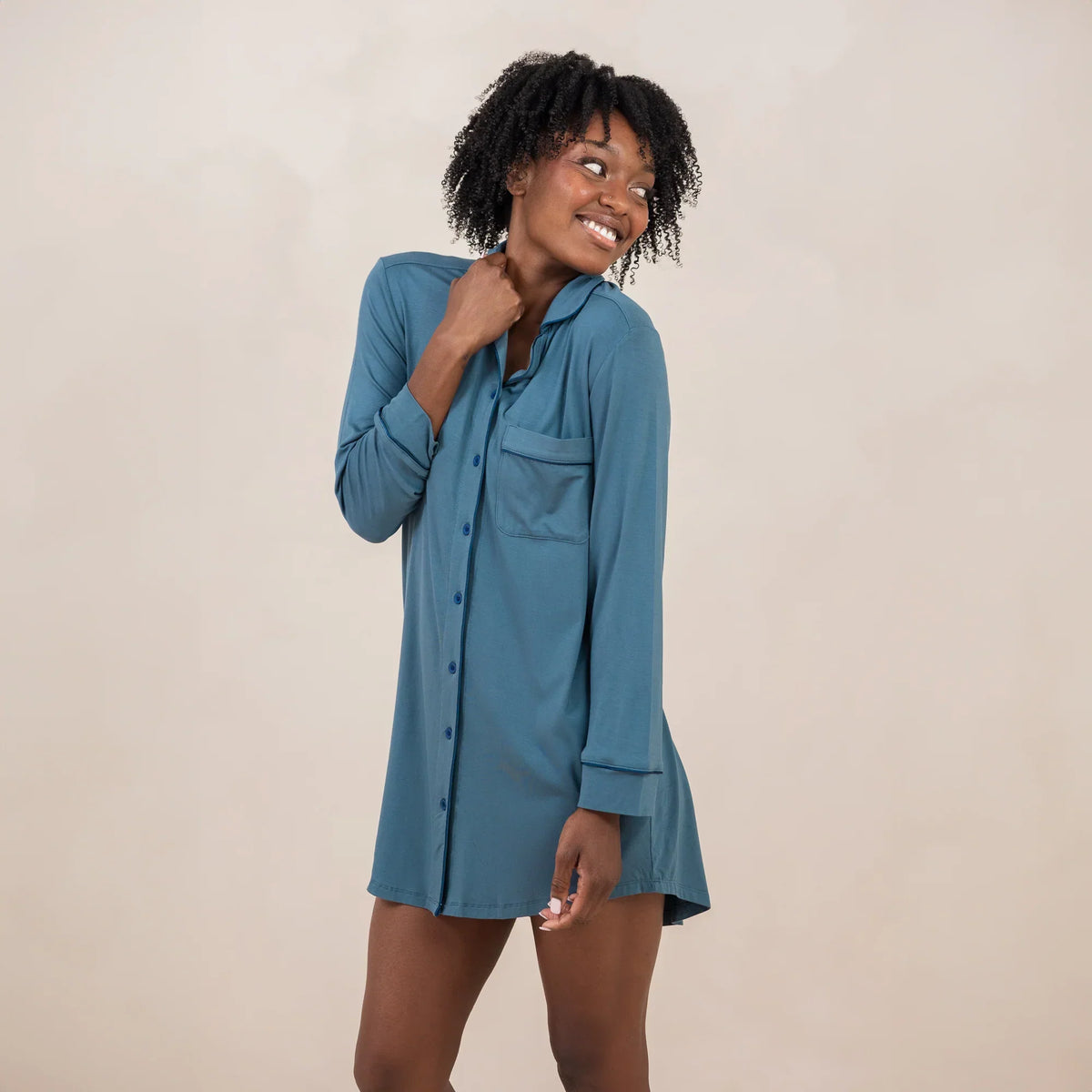 Long Sleeve Women’s Nightshirt in Atlantic Main image