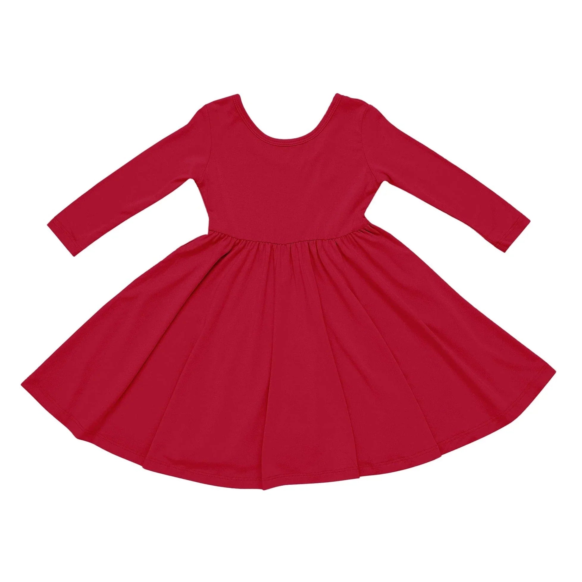 Long Sleeve Twirl Dress in Cardinal Secondary image