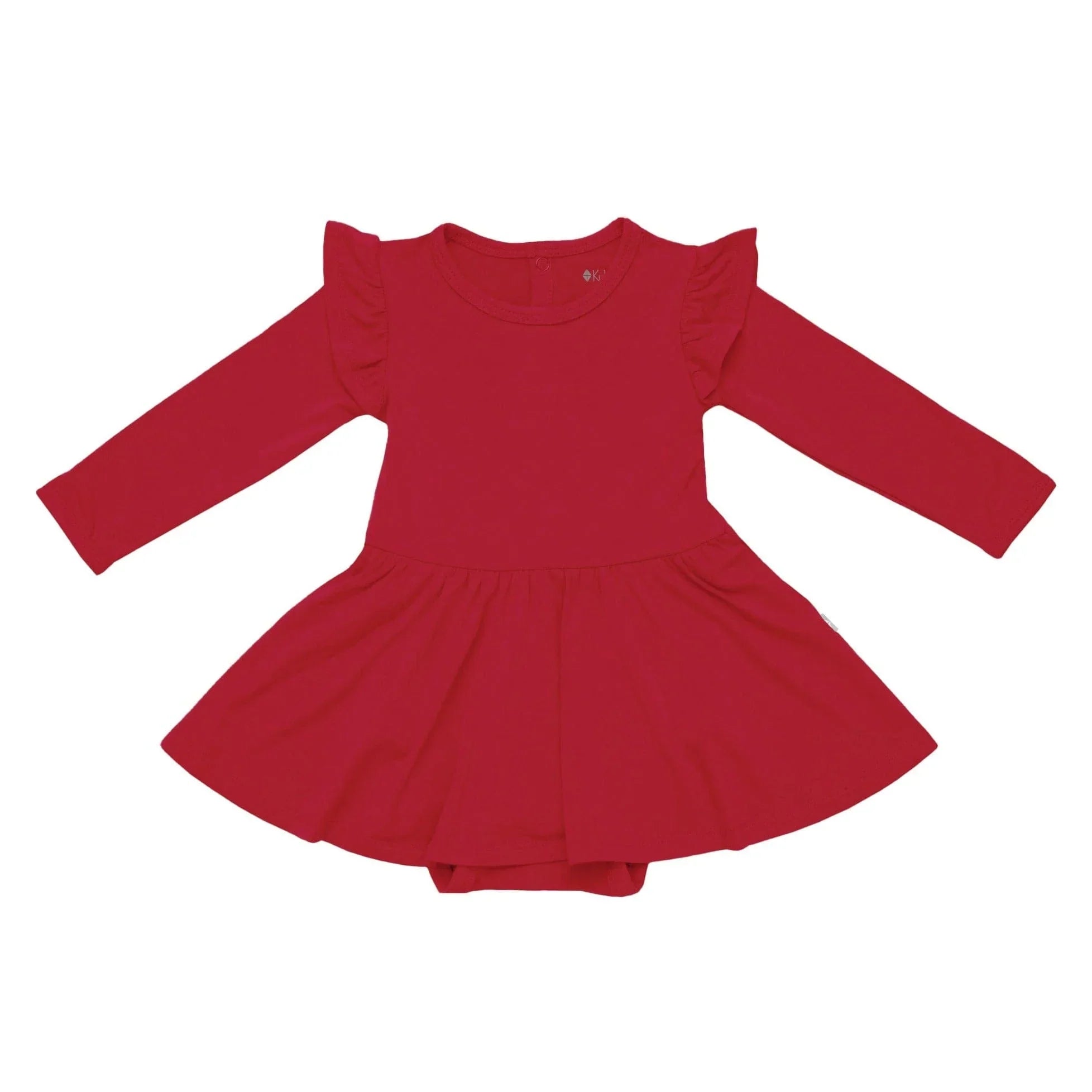 Long Sleeve Twirl Bodysuit Dress in Cardinal Secondary image