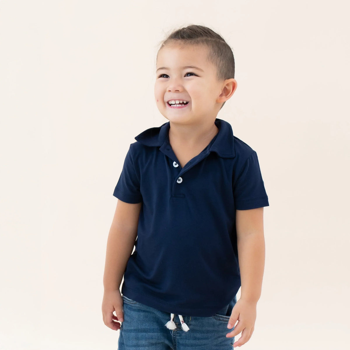 Toddler Short Sleeve Polo in Navy Main image