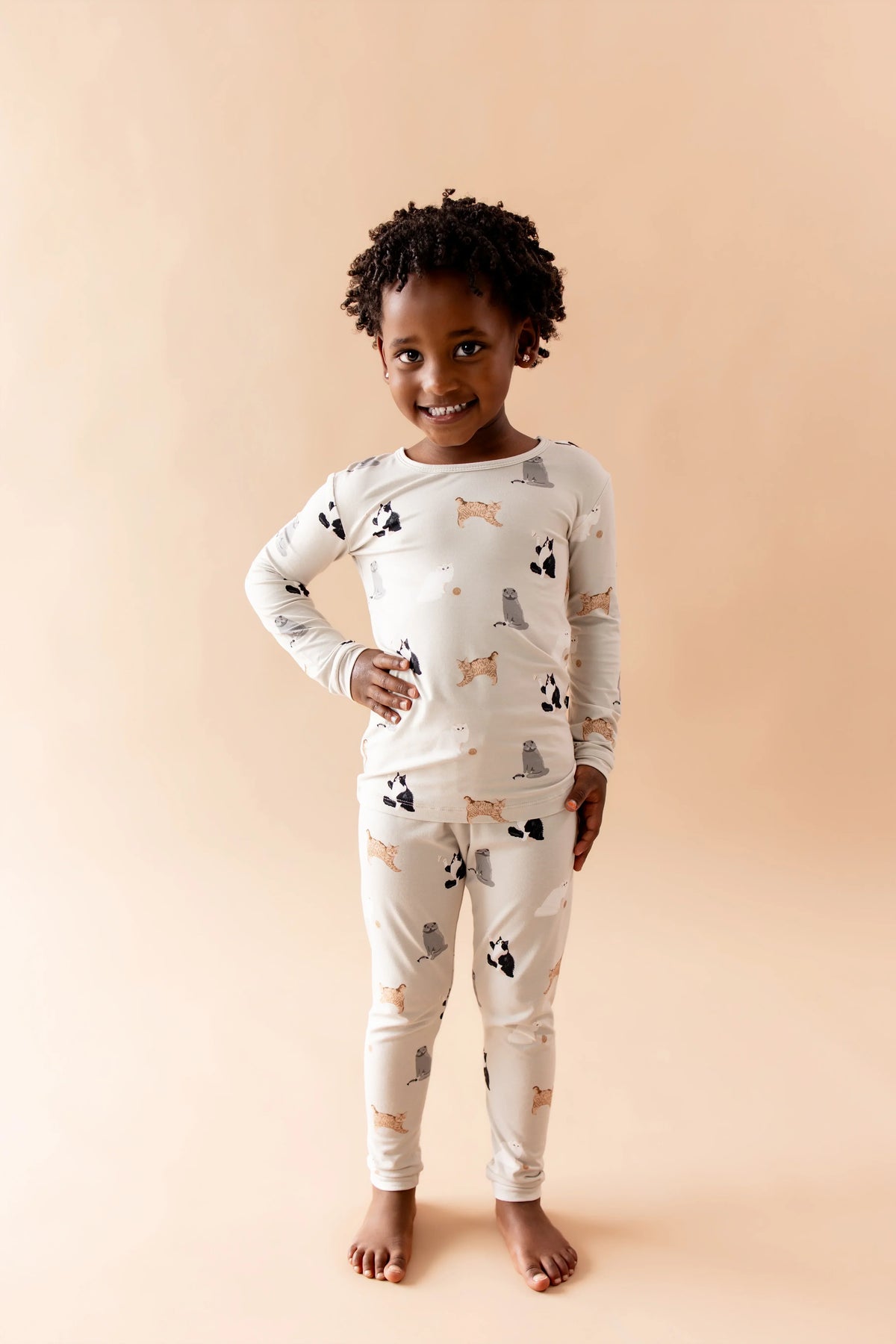 Long Sleeve Pajamas in Fluffy Cat Main image