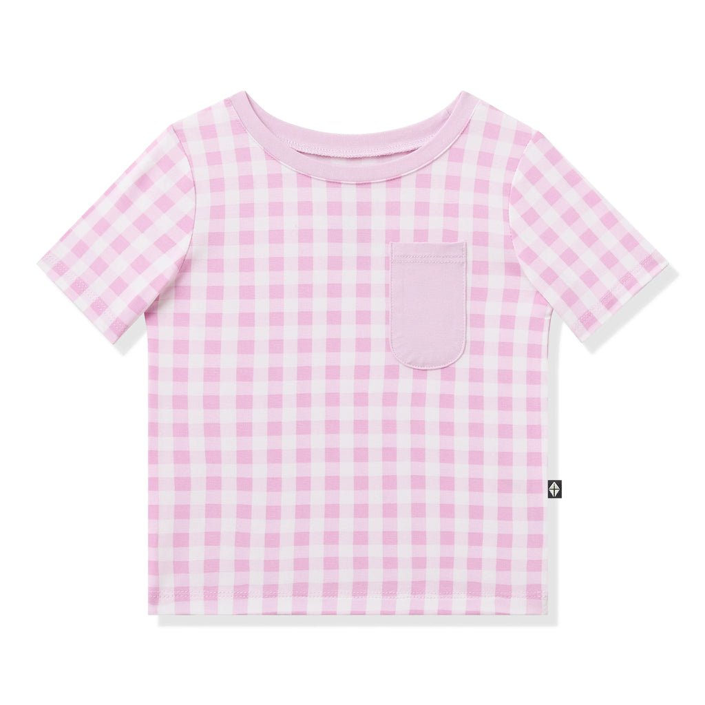Toddler Crew Neck Tee in Gingham Thistle