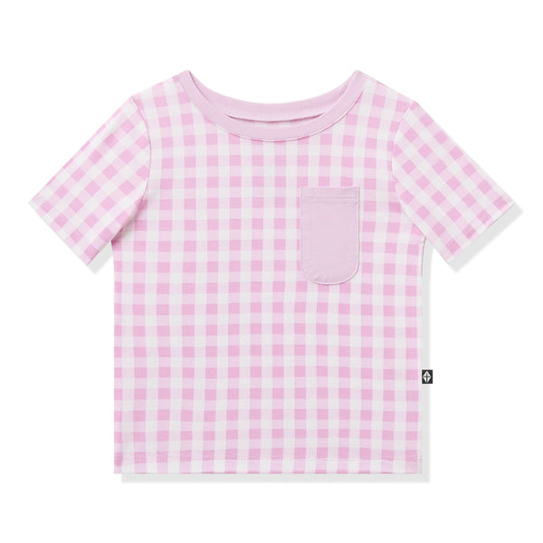 Toddler Crew Neck Tee in Gingham Thistle