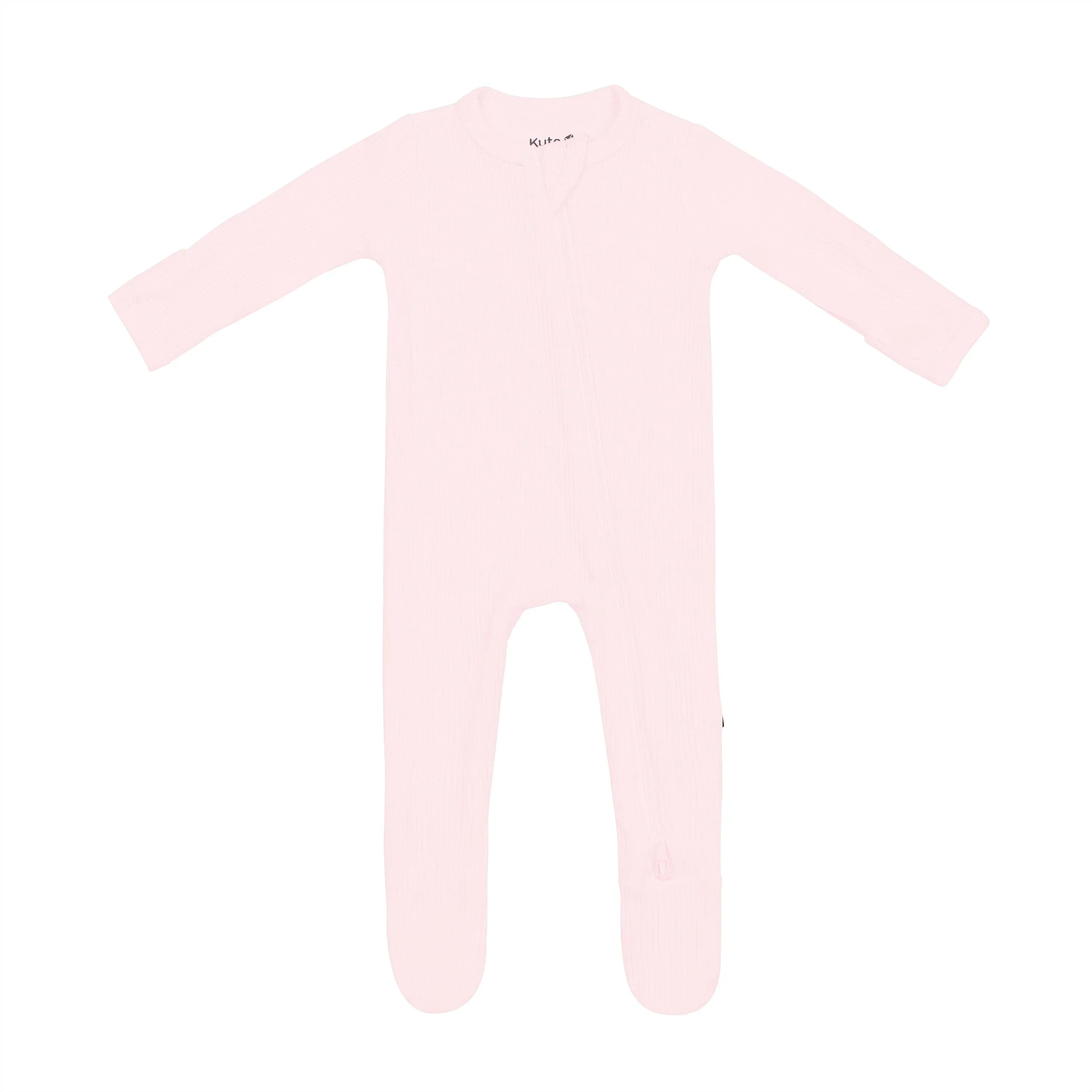 Ribbed Zipper Footie in Sakura Secondary image