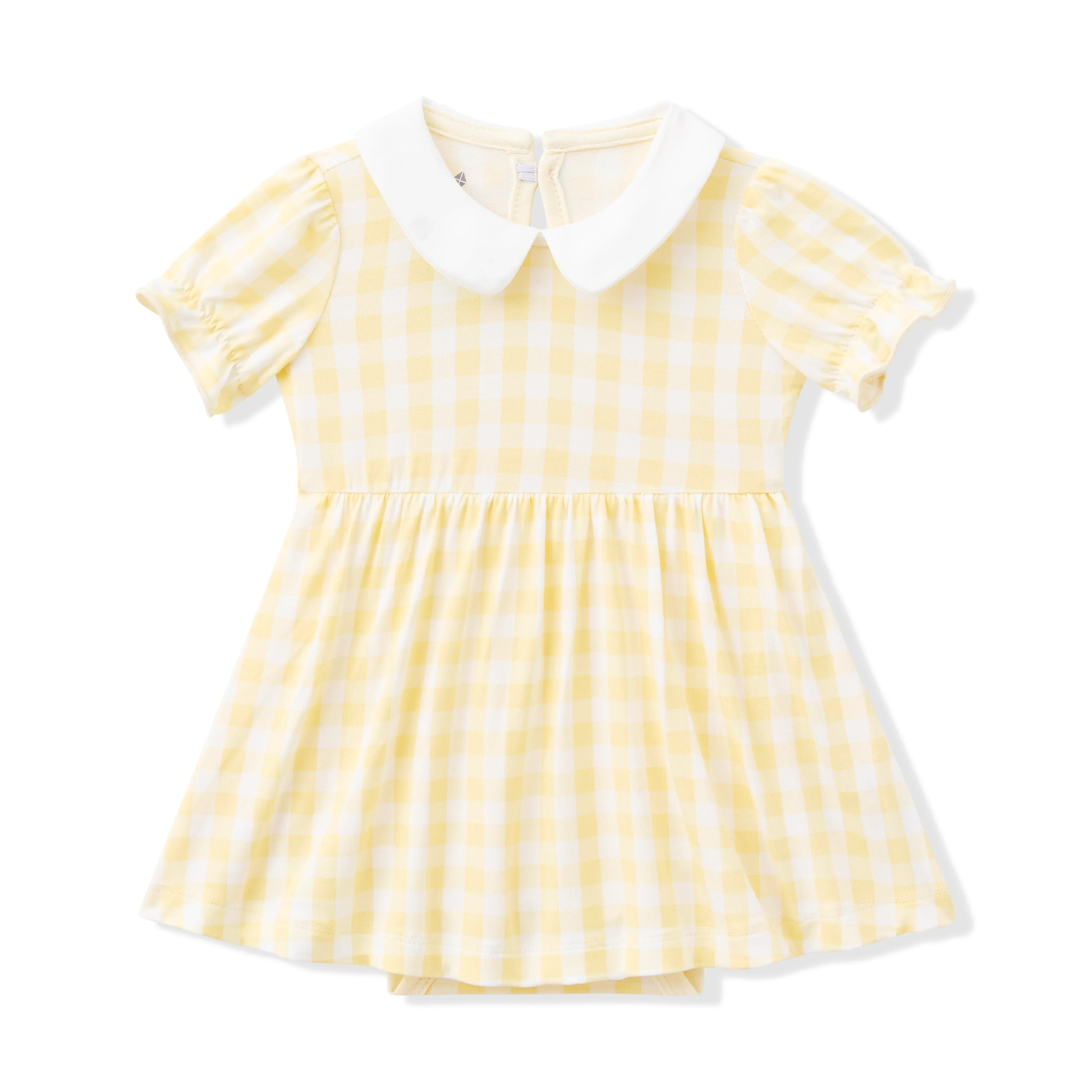 Peter Pan Collar Bodysuit Dress in Gingham Chamomile Secondary image