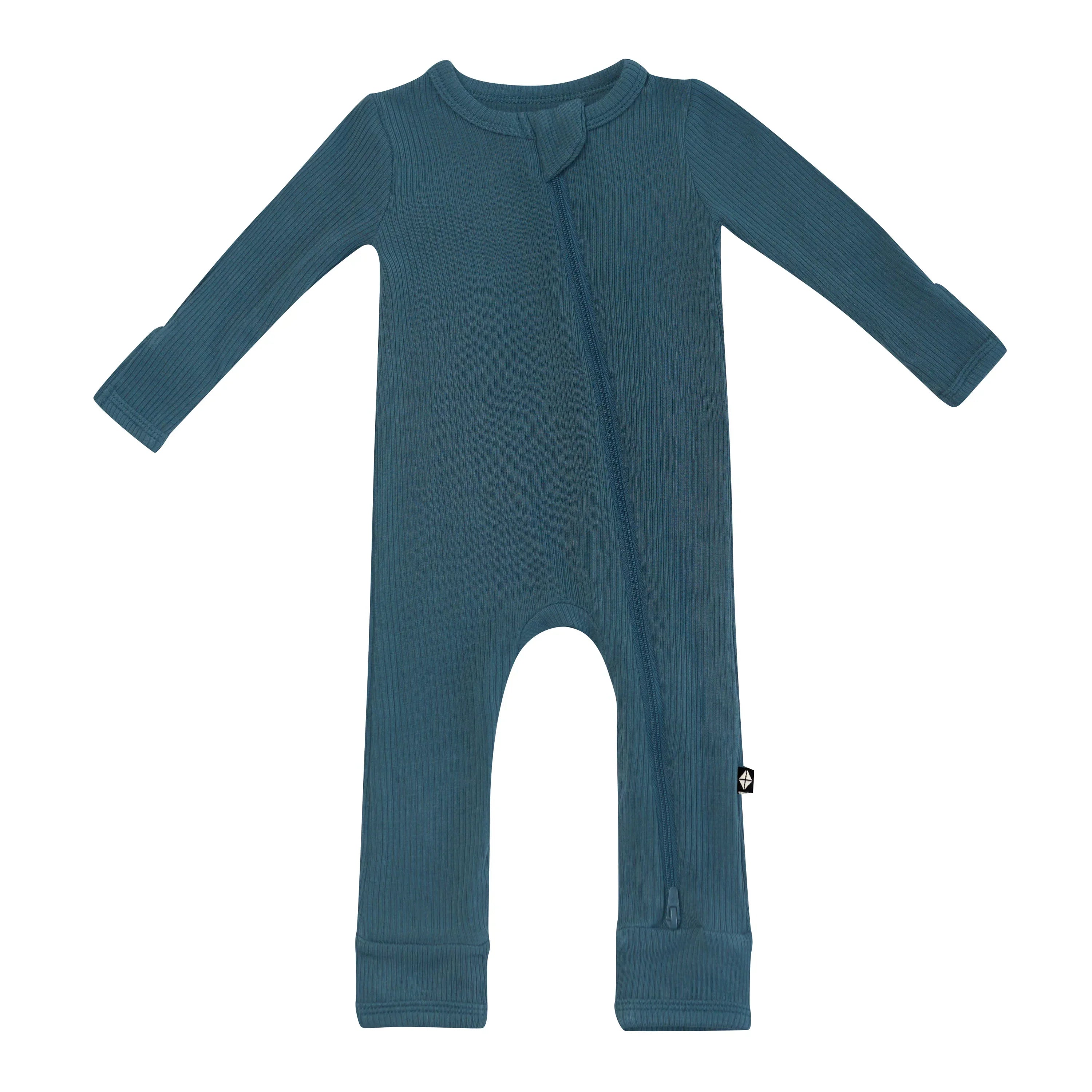 Ribbed Zipper Romper in Atlantic Secondary image