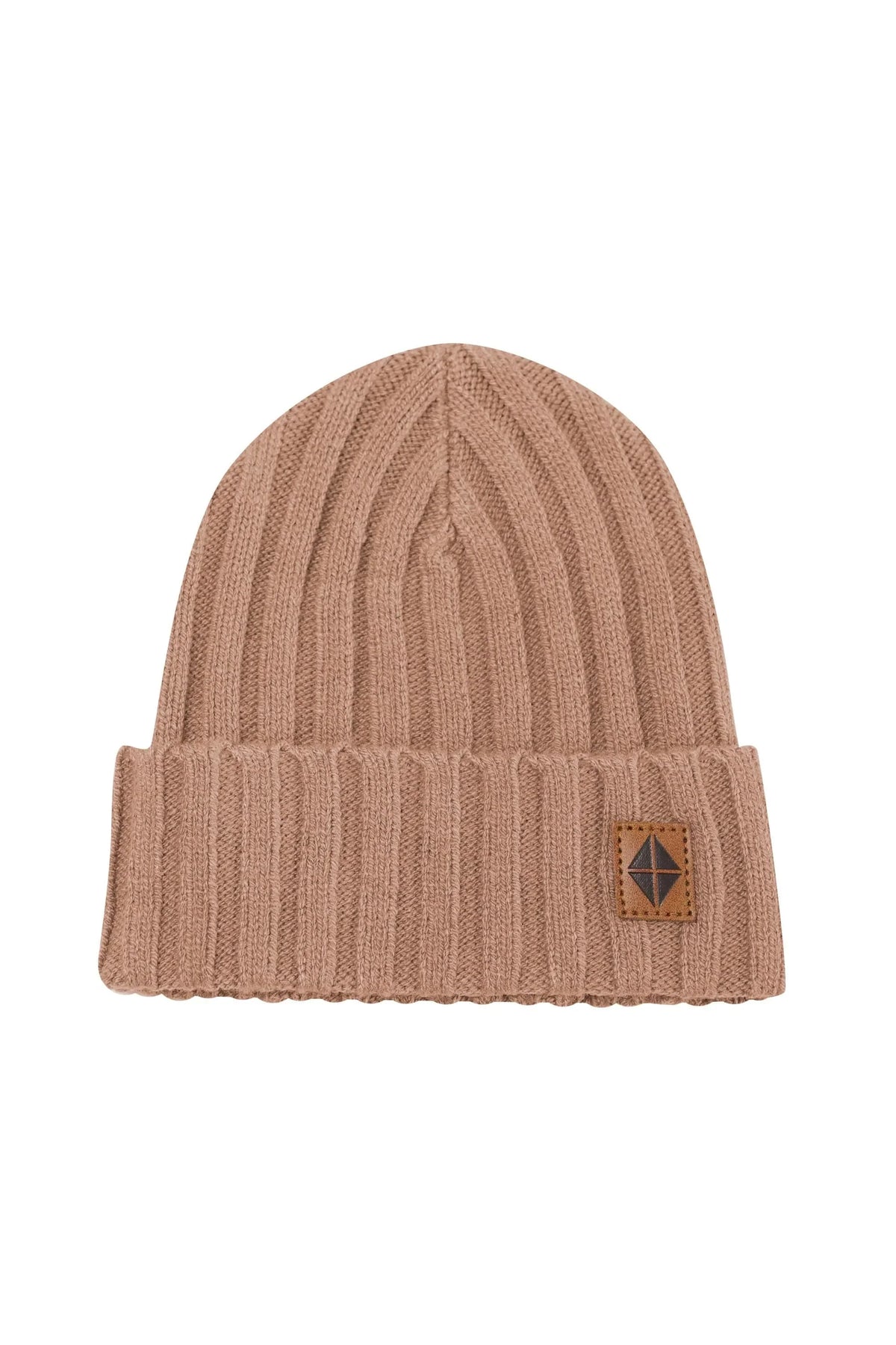Chunky Knit Ribbed Beanie in Latte Main image