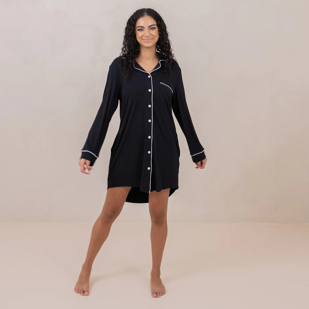 Long Sleeve Women’s Nightshirt in Midnight Main image
