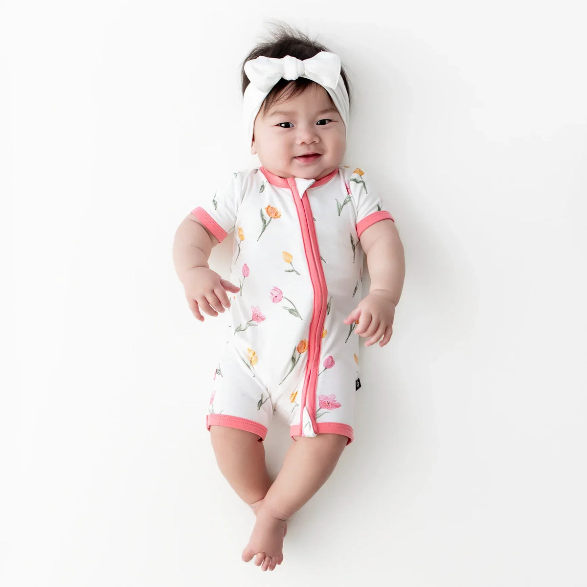Zipper Shortall Romper in Tulip Main image