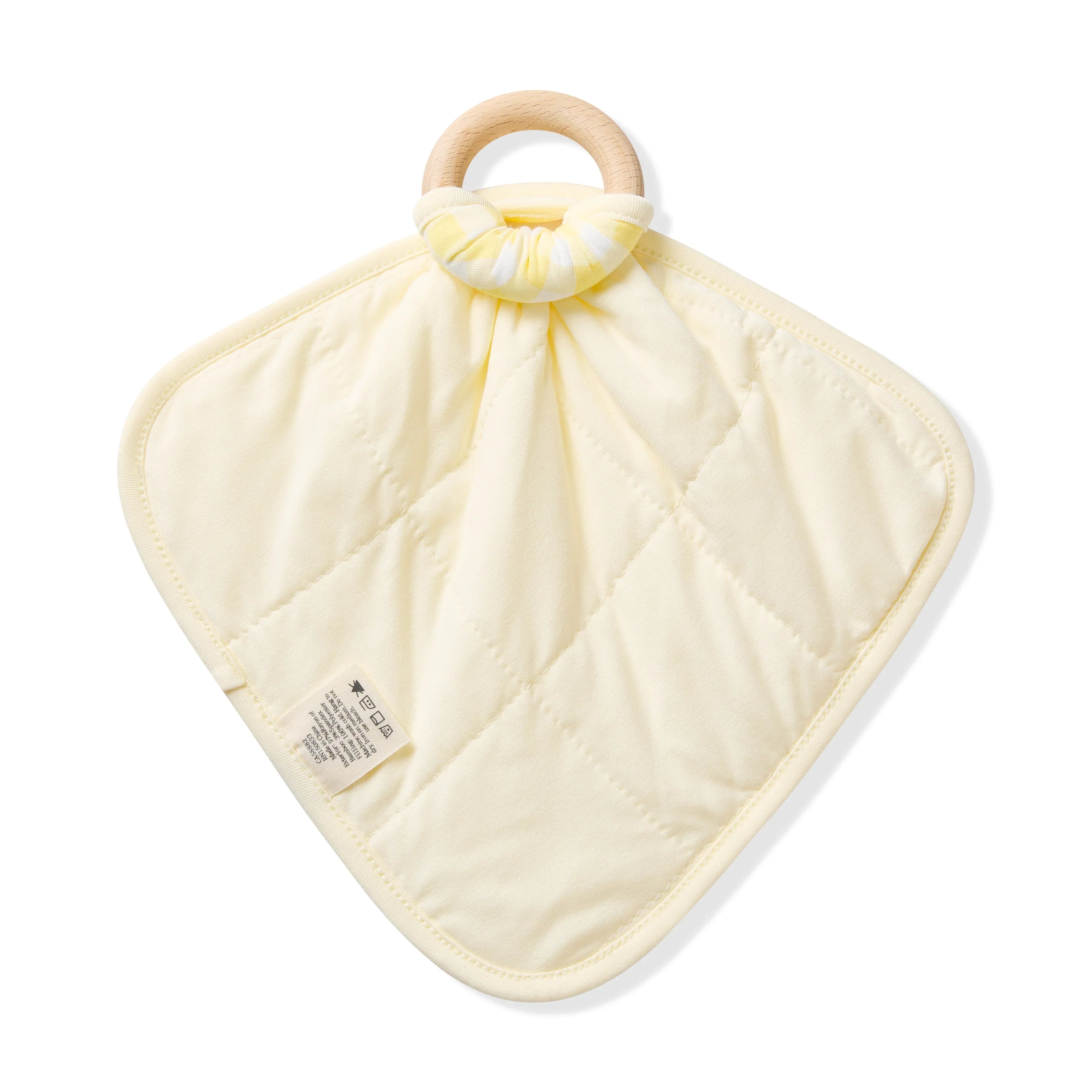Lovey in Gingham Chamomile with Removable Wooden Teething Ring Secondary image