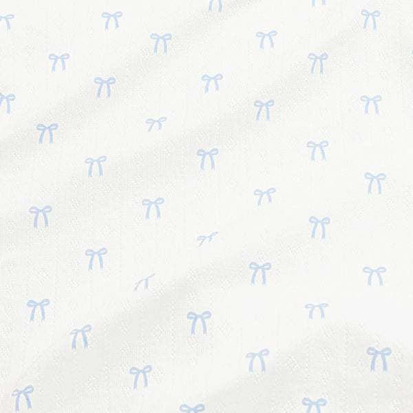 Pointelle Short Sleeve Set in Sweet Blue Bow
