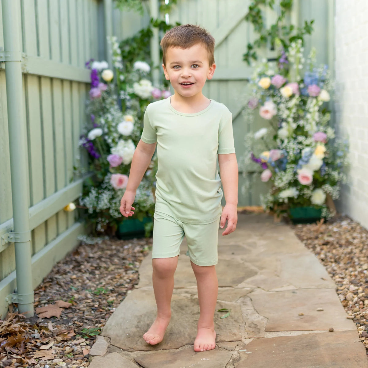 Short Sleeve Pajamas in Basil Main image