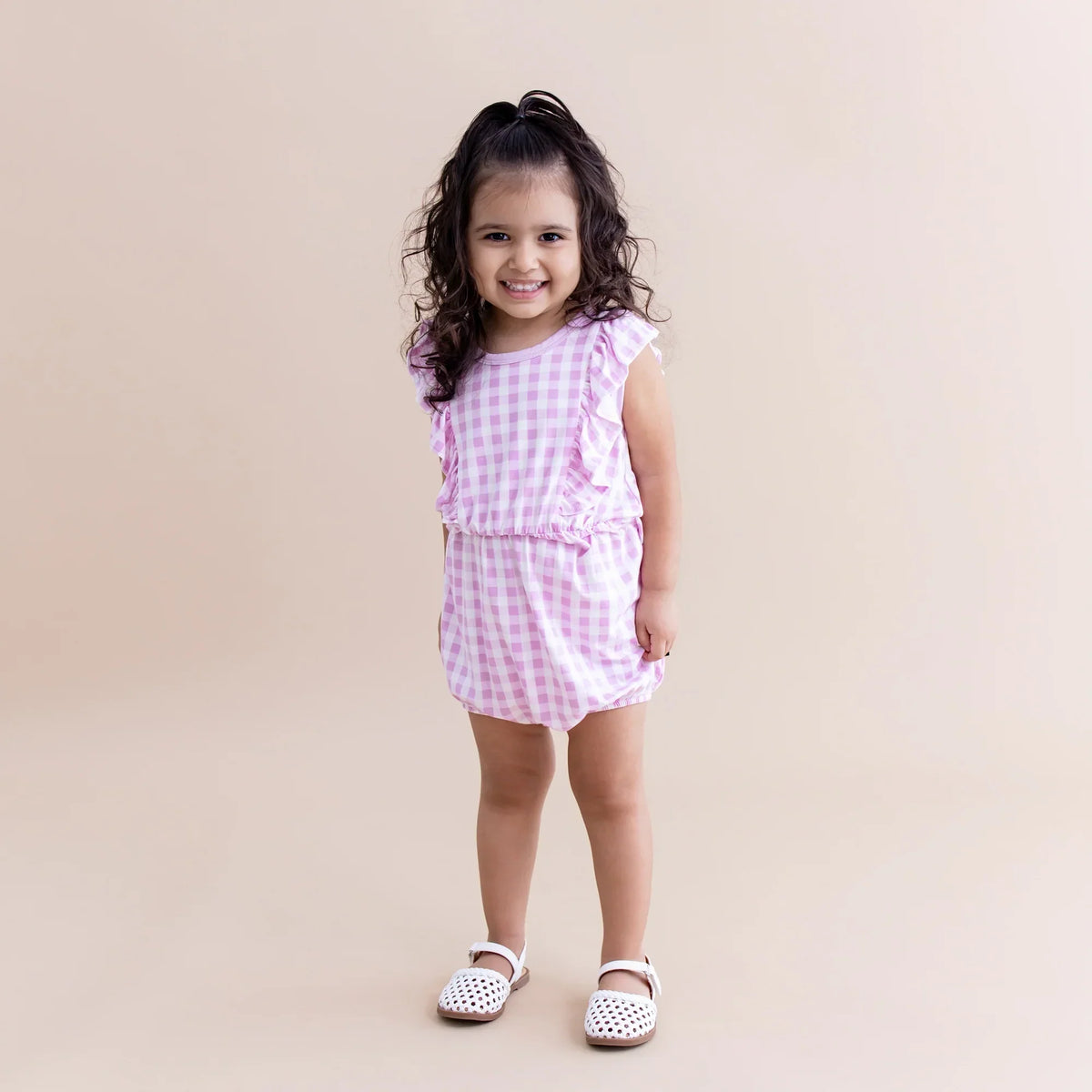 Bubble Romper in Gingham Thistle Main image