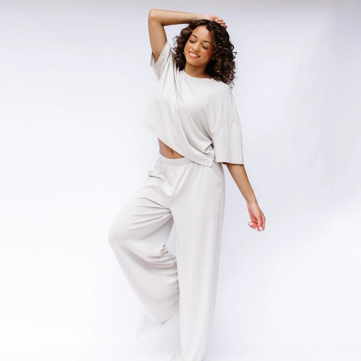 Women's Wide Leg Pant Set in Oat Main image