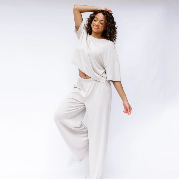 Women's Wide Leg Pant Set in Oat