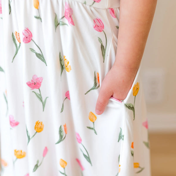 Puff Sleeve Twirl Dress in Tulip